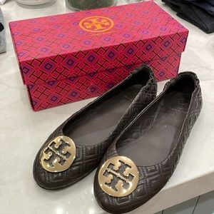 Tory Burch quilted brown ballet flats size 7.5